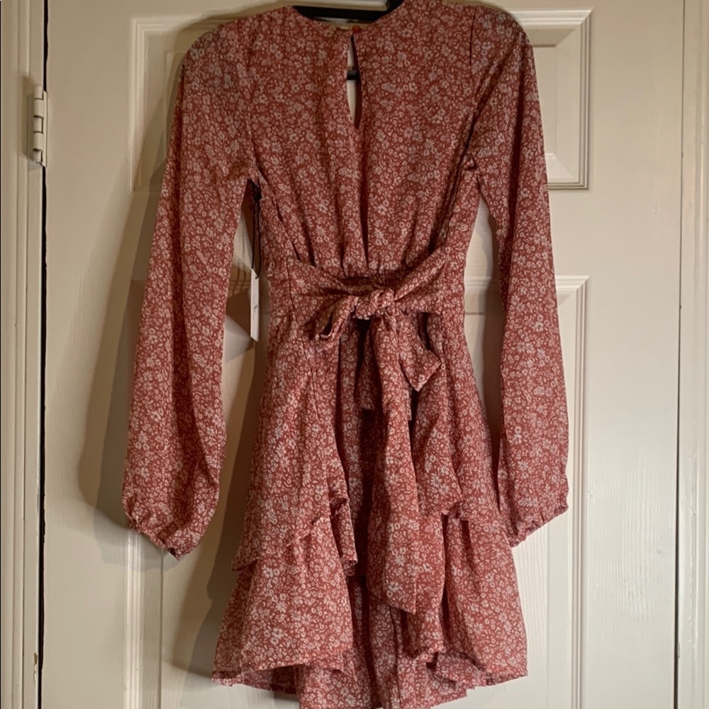 Floral V-Neck Red Dress - Picture 5 of 12